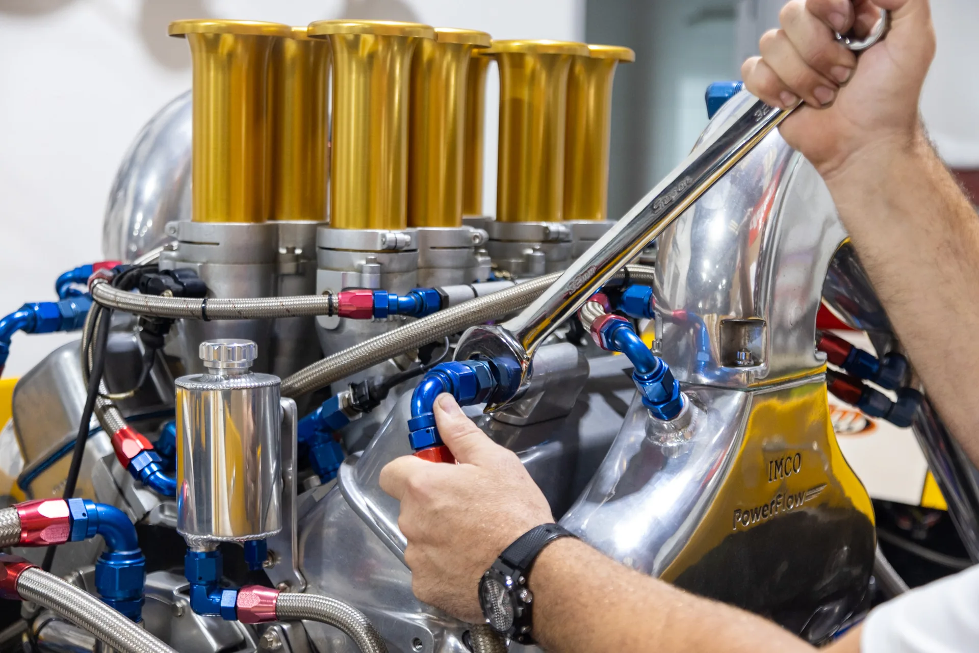 Close-up of a Yanmar marine engine being rebuilt at Sydney Diesel Marine