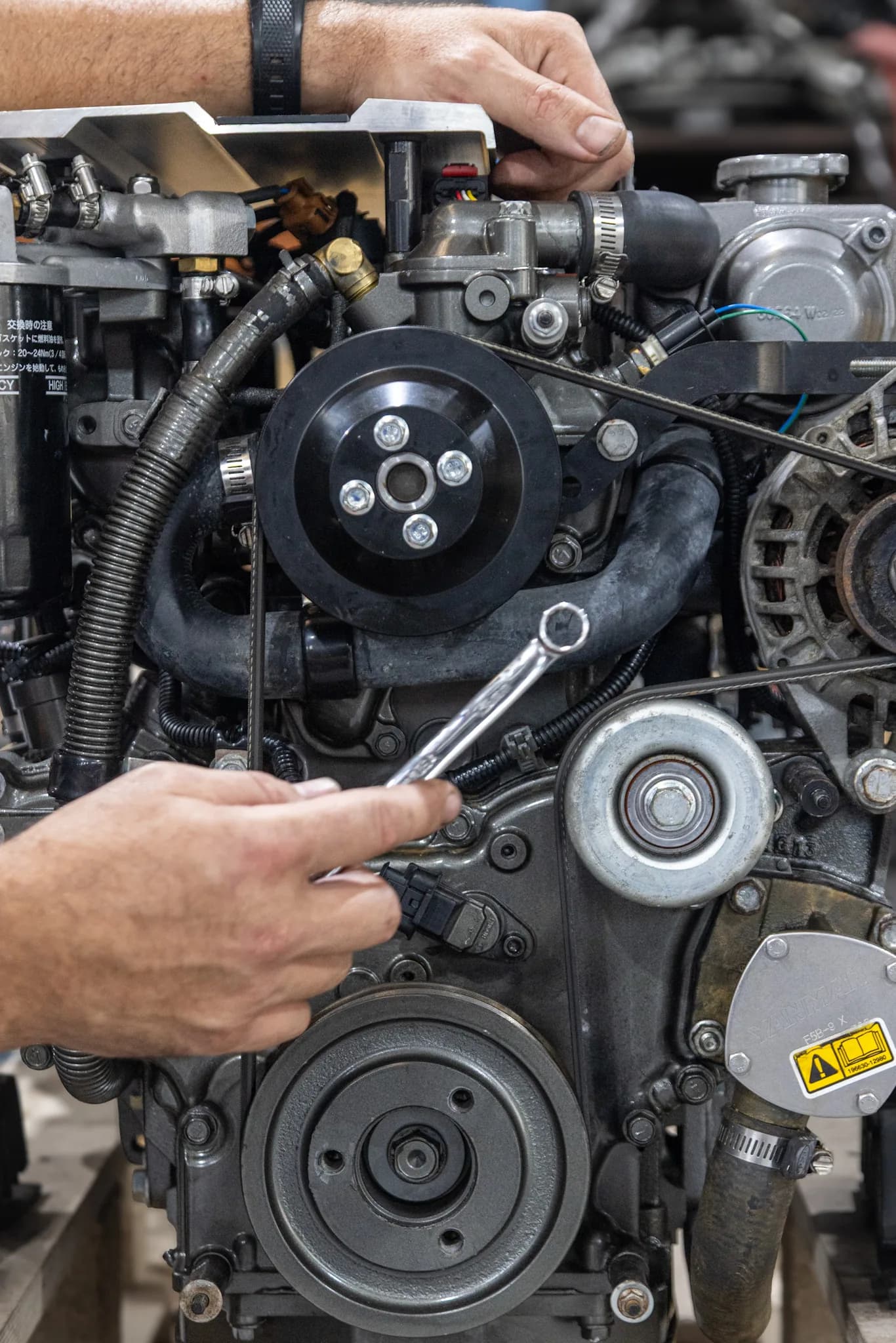 Servicing a Yanmar marine diesel at Sydney Diesel Marine in Artarmon